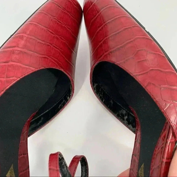 Easy spirit heels size 9.5 red leather tortoise print square toe vintage 90s - Picture 10 of 15